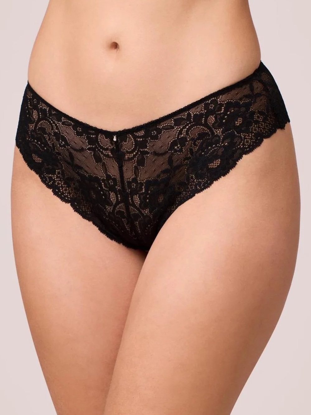 Montelle Intimates Signature Lace Sexy Brazilian Cheeky Black Panty Small NWT